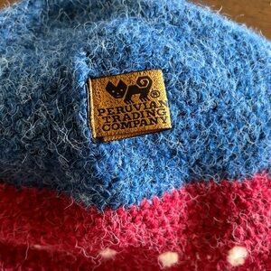 Peruvian Trading Company Blue and Red Knit Hat